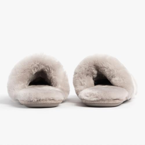 Ladies Poppy Open Toe Sheepskin Slider Dove Extra Image 6